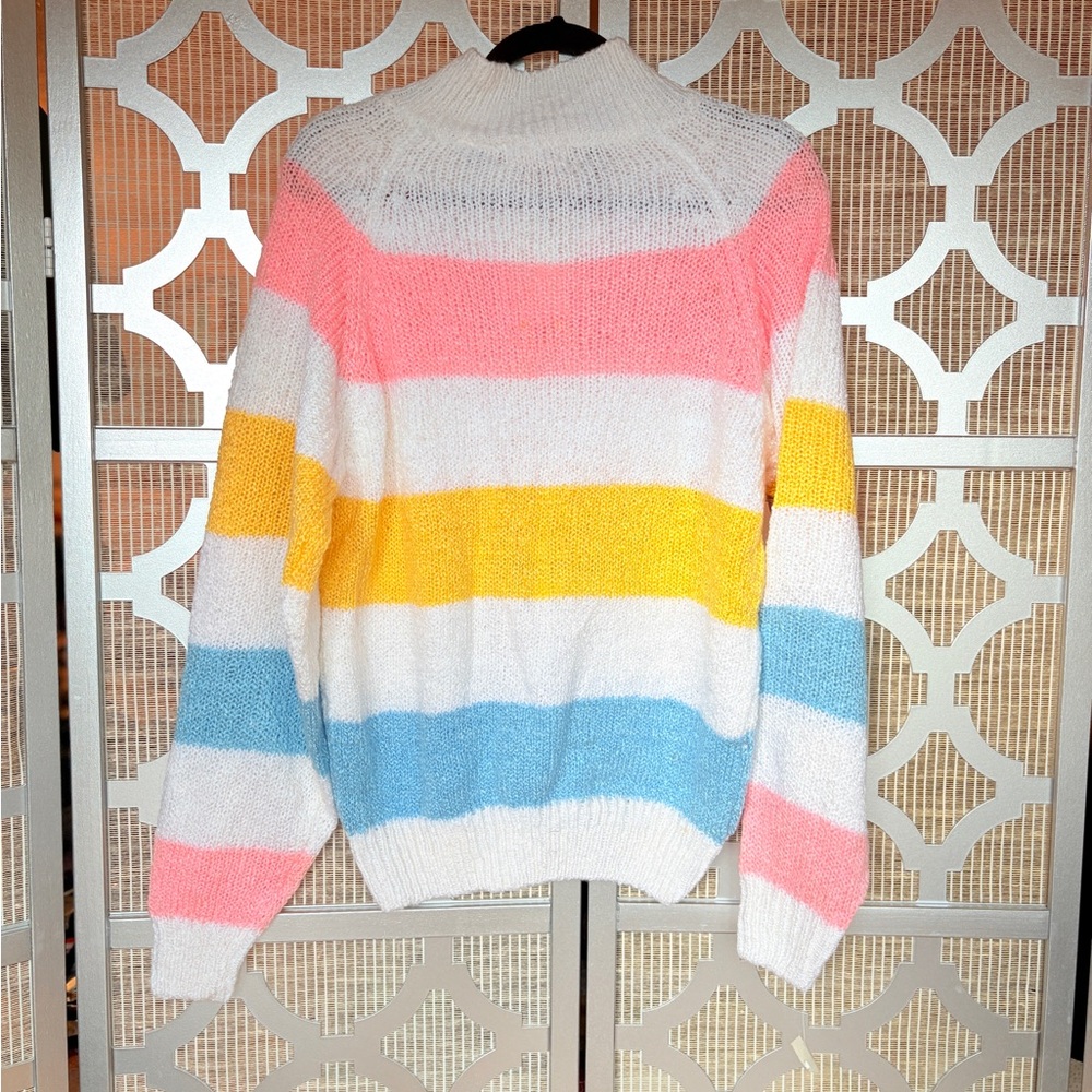 NWT Striped Cowl Neck Sweater in Pink, Yellow, Blue, and White - Picture 8 of 8